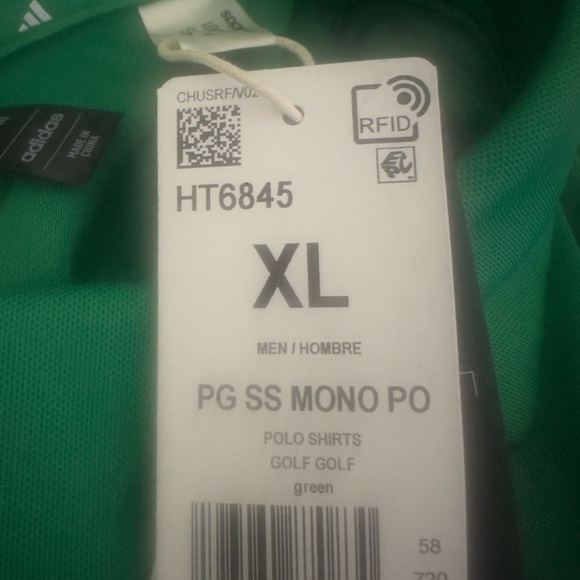 Men’s PLAY GREEN MONOGRAM GOLF POLO SHIRT Size l Green new Adidas - Picture 8 of 9